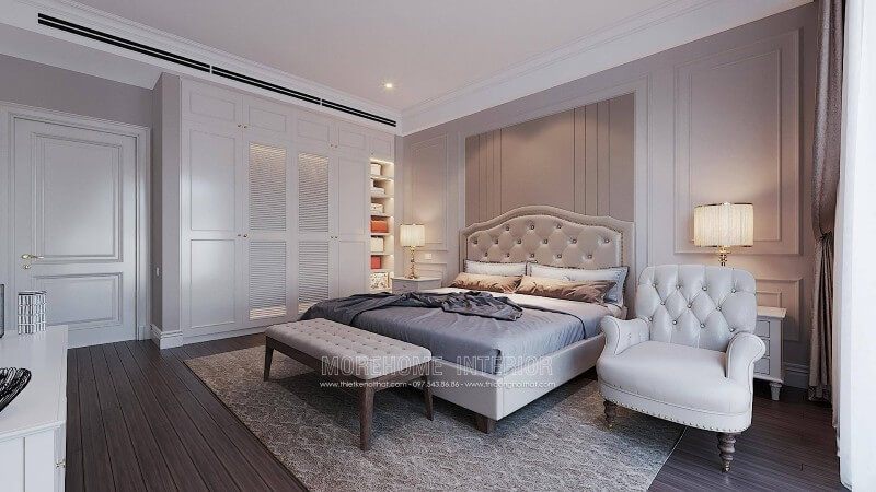 Mẫu sofa đẹp cho phòng ngủ - Sofa đơn bọc da phong cách tân cổ điển
